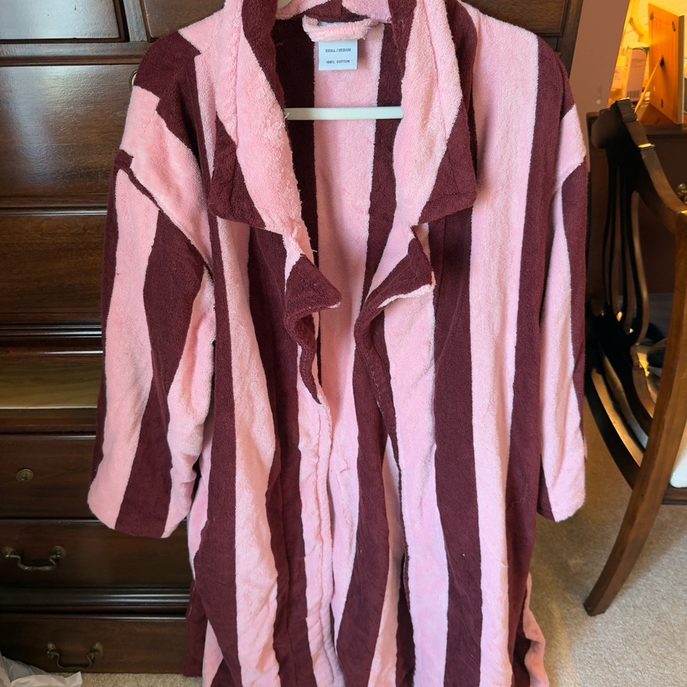 Striped Pink and Burgundy Women's Robe